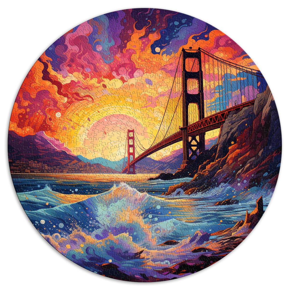 Puzzle | Puzzles Golden Gate Bridge, 1000 Teile, 67,5 x 67,5 cm, schwieriges, schwieriges Puzzle, entspannendes, geistiges Lernspielzeug