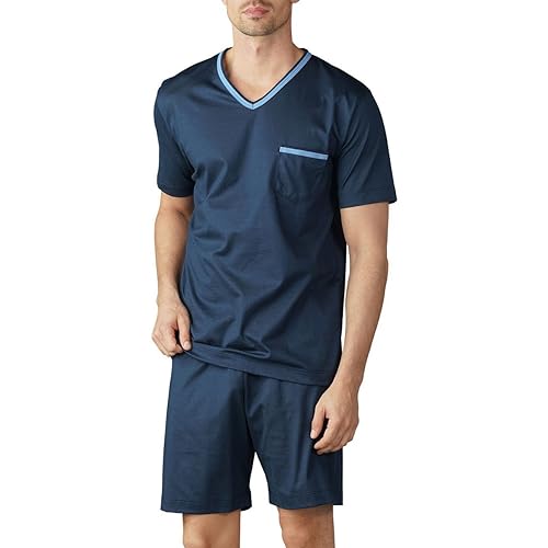 Mey Night Uni Basic Herren Schlafanzüge kurz Blau 50