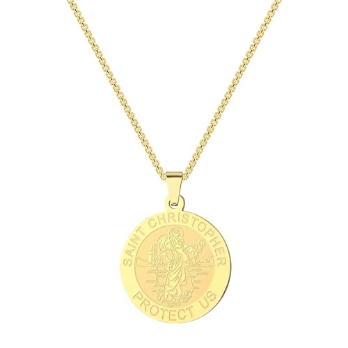 Belachick Charme Halskette Ketten Schmuck Herren Frauen Anhänger Necklace Halskette Mit Kreisförmigem Religiösem Medaillenanhänger G