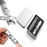 Portable Ultra Sharp Nail Clippers, Ultra Sharp Stainless Steel Nail Clippers, Splash-Proof Nail Clippers, Anthelper Nail Clipper (with box,Silver(Flat mouth))