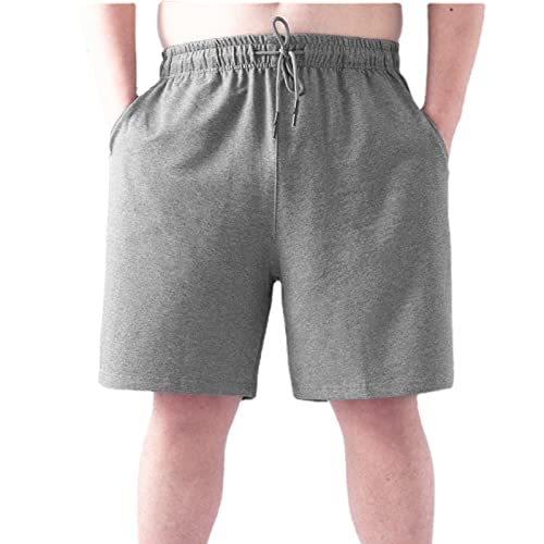 WINDEHAO Sommer Herren Übergröße 3XL-10XL (200kg) Sweathose, hohe Taille, lose Sport-Jogging-Shorts, lässige Strandshorts (Grau, 10XL)