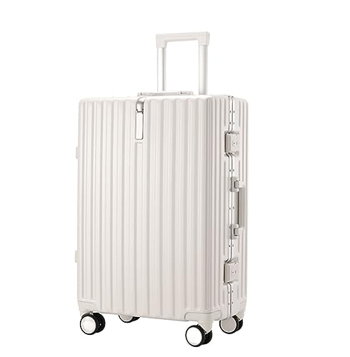 RUVOO Koffer Trolley Reisekoffer Großer Aufbewahrungskoffer, Leichtes ABS-Gepäck, 4 Universalräder, Hartes Boarding-Gepäck Koffer Gepäck Rollkoffer (Color : Bianco, Size : 24 inches)