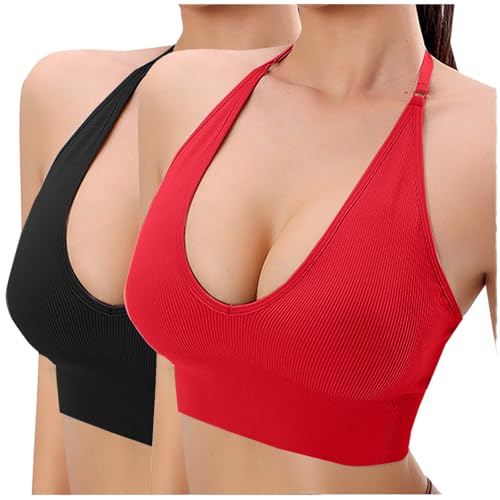 CSHE BH Damen ohne Bügel Push Up Sport BH Set Frauen Komfortable Übergröße Atmungsaktiv BHS Yoga-BH Women Bra für Schlafen Yoga Gym Outdoor Fitness 2er Pack