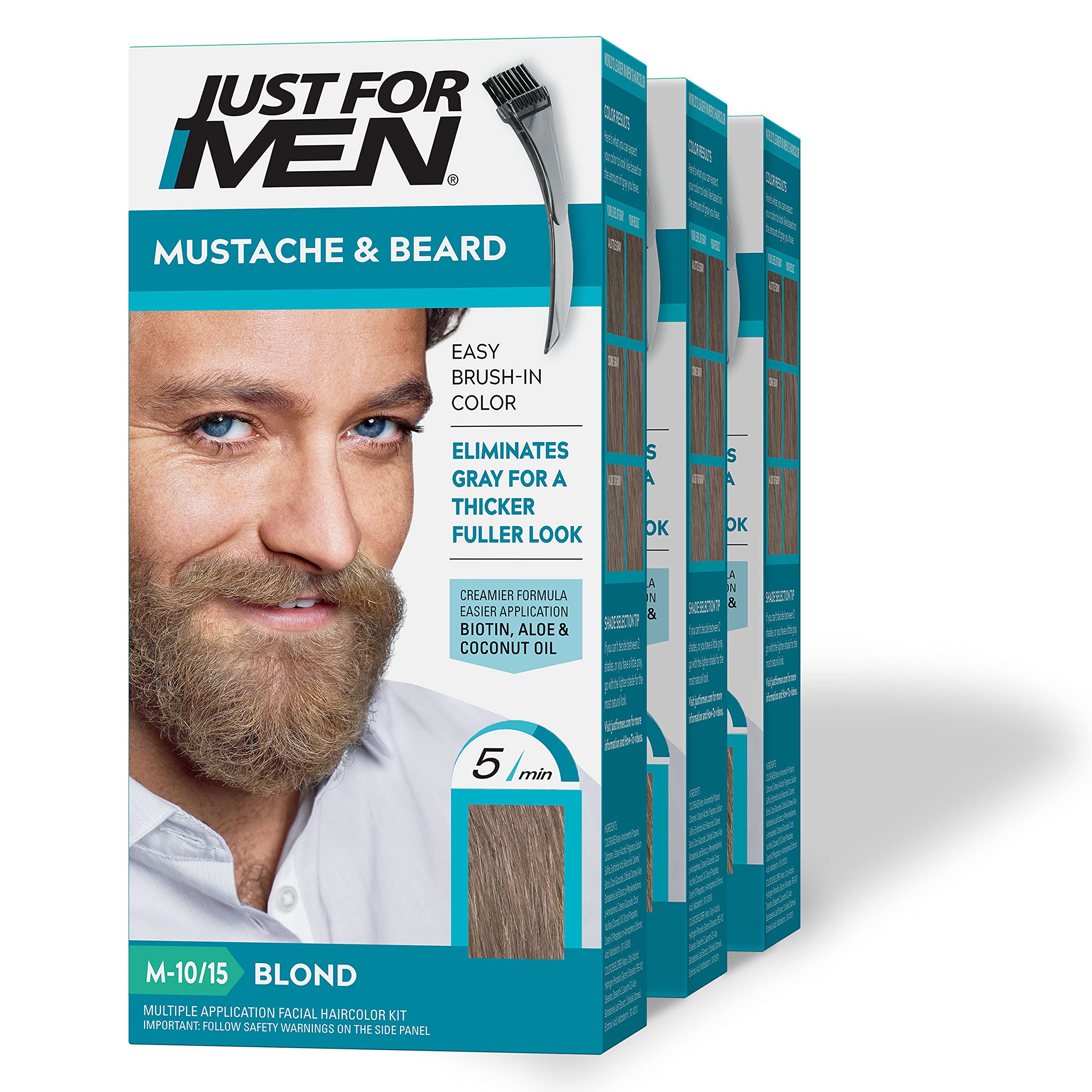 Just For Men Mustache and Beard Brush-In Color Gel, Blond (Pack of 3) by Just for Men