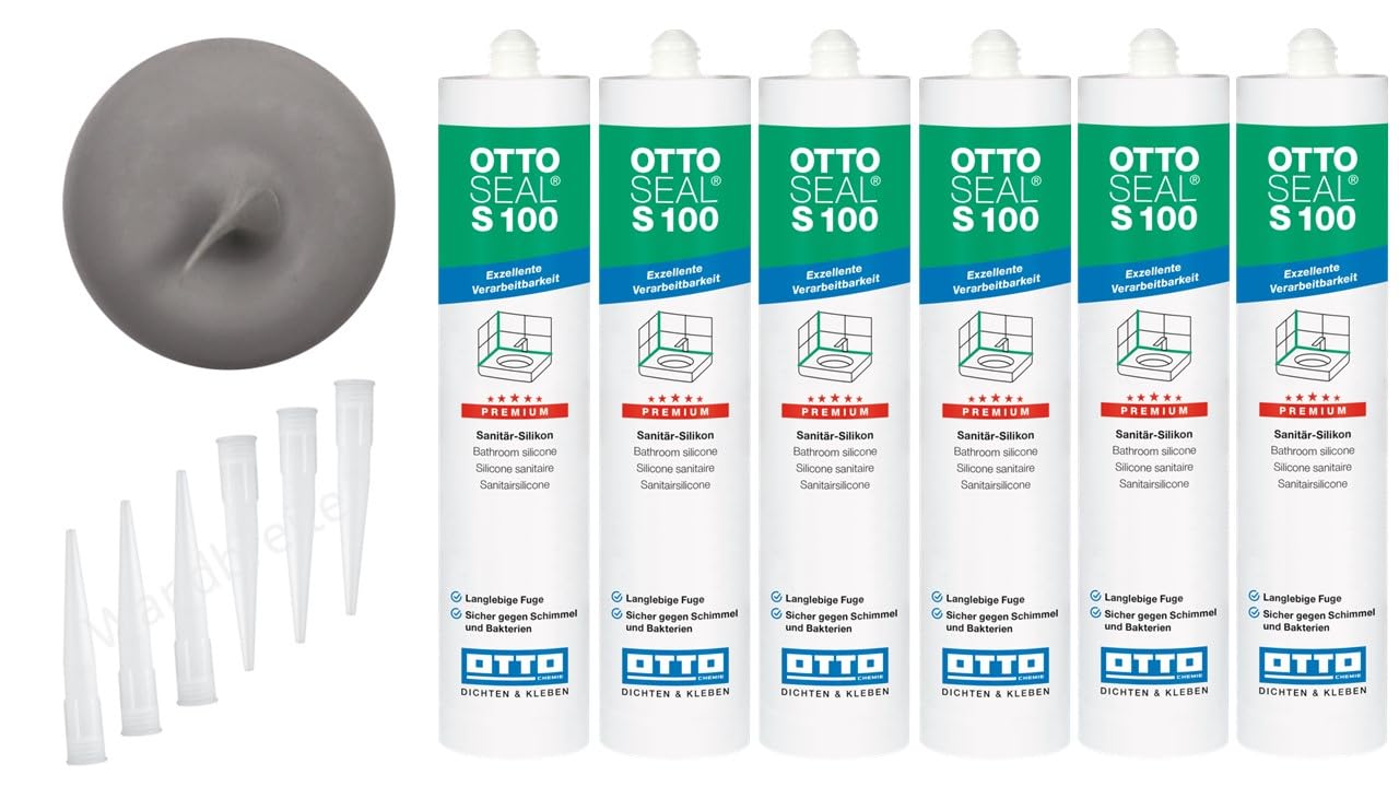 OTTOSEAL S 100 Premium-Sanitär-1K-Silicon Dichtstoff matt 6 Kartuschen auf Acetat Basis Otto Chemie (6x matt manhattan C8679)