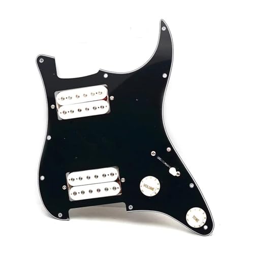 Schlagbrett Tonabnehmer für E Gitarre Mehrfarbiges HH-Schlagbrett für Gitarre, Schlagbrett für E-Gitarre und schwarze, vorverdrahtete Schlagbrettbaugruppe mit zwei Humbuckern(Black with White)