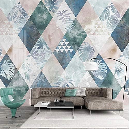 XLMING Geometrie Der Blätter Tropischer Pflanzen Küche Esszimmer Arbeitszimmer Wohnzimmer TV Hintergrund Wand 3D Tapete-350cm×256cm