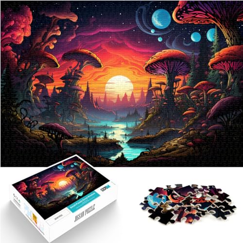 Puzzles Fantasie-Sonnenuntergangslandschaft Schwierige, anspruchsvolle Puzzles aus Holz mit 1000 Teilen Jedes Teil ist einzigartig - Anspruchsvolles, unterhaltsames Familienspiel