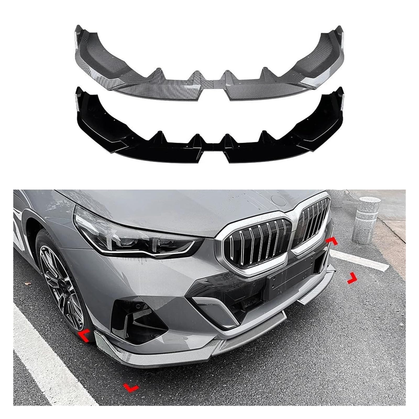 Splitter Auto Frontschürze Lip Auto Außen Spoiler Diffusor Splitter Körper Schutz Kits Für 5 Series I5 G60 G61 Sport 2024 + Frontlippe(Kohlefaser)