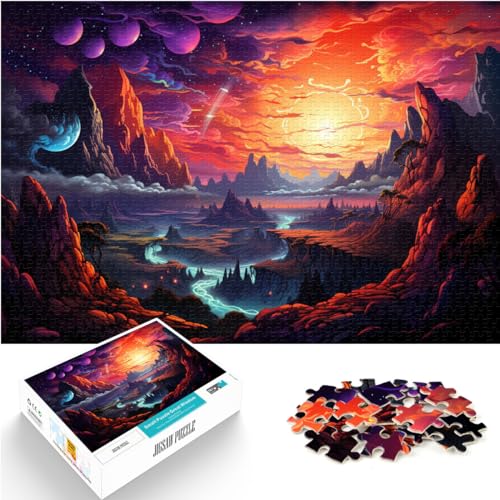 Puzzlespiel, farbenfrohe Planetenlandschaft, 1000 Puzzles für Erwachsene, Holzpuzzle, Denksportaufgabe, anspruchsvoll, Aber unterhaltsam und humorvoll (50 x 75 cm)