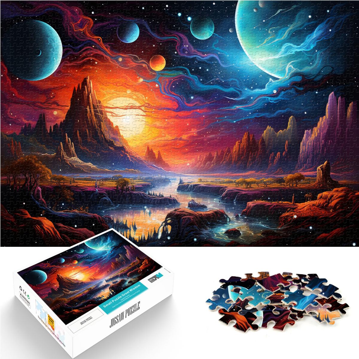 Puzzle zum Verschenken, farbenfrohe, psychedelische Wasserwelt im Weltraum, 1000 Teile für Erwachsene, schwierige Puzzles aus Holz, Puzzle zum Verschenken, 1000 Teile (50 x 75 cm)