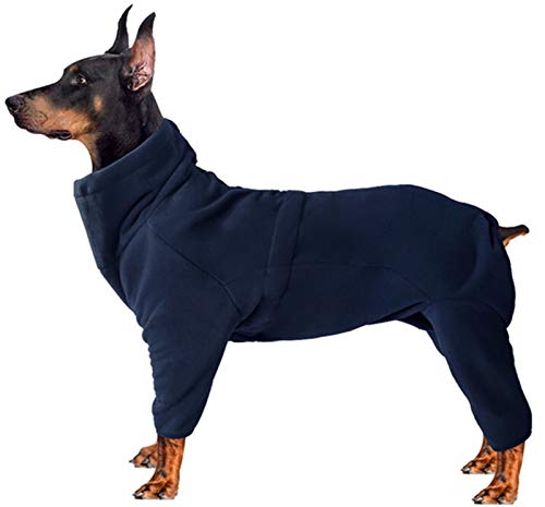 DHGTEP Fleece Hundekleidung Winter Dicke Warmhundemantel für Kleine Mittelgroße Große Hunde Einstellbare Haustier Hoodies Männliche/Weibliche Overalls für Corgi (Color : Dark Blue, Size : XL)