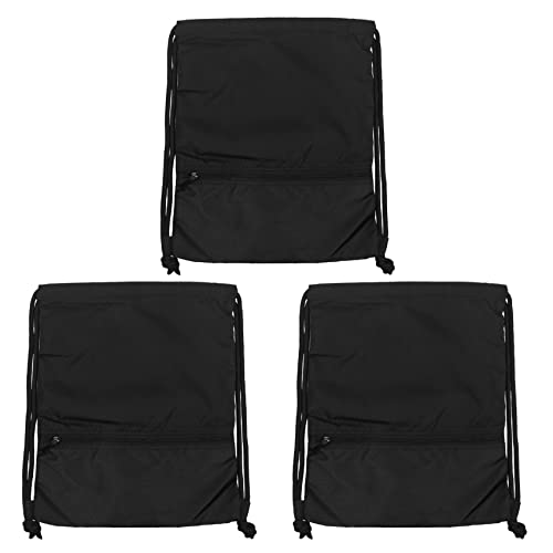 SICOSALT 3X Außen Frauen Männer Nylon Schwarz Ultra Leicht Rucksack Fußball Basketball Tasche String Kordelzug Jagd Wandern Gym Sport (Klein)