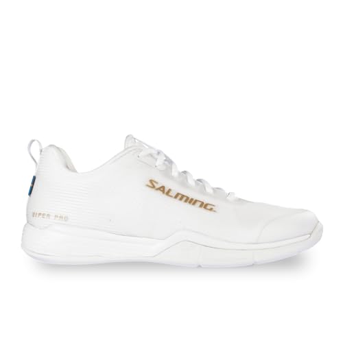 Salming Viper Pro Indoor Handballschuhe Hallenschuhe Sportschuhe weiß/Gold 1234060-0740 (EU Schuhgrößensystem, Erwachsene, Numerisch, M, 44 2/3)