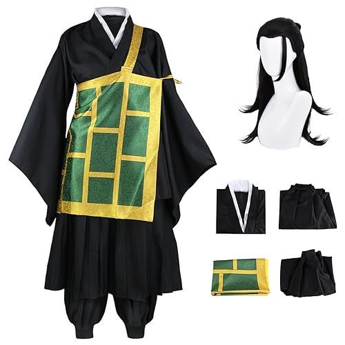 JGZGCG Suguru Geto Cosplay Kostüm Komplettes Set mit Perücke Anime Jujutsu Kaisen Cosplay Verkleidung Geto Suguru Cosplay Uniform Halloween Karneval Party Kostüm Erwachsene