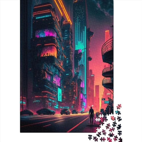 Neon Cities Puzzle für Erwachsene, 1000 Teile, Puzzle für Erwachsene, 1000 Teile, Puzzle für Erwachsene, Lernspiel, Herausforderungsspielzeug, 75 x 50 cm