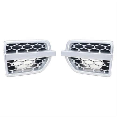 Frontgrills Für Land Für Rover LR4 2010-2016 Auto Seitengitter Lufteinlass Kotflügelöffnungen Grill Stoßstange Glanz Schwarz Silber Front Bumper Grille(Silver 1 Pair)