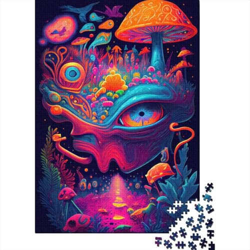 1000-teiliges Puzzle für Erwachsene und Teenager, Trippy Mushrooms für Erwachsene, 1000-teiliges Puzzle für Erwachsene, Lernspiel, Herausforderungsspielzeug, 75 x 50 cm