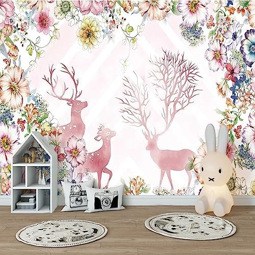 XLMING Cartoon Einfaches Aquarell Botanische Blumen 3D Tapete Home Dekoration Wohnzimmer Sofa Schlafzimmer Tv Hintergrund Wand-250cm×170cm