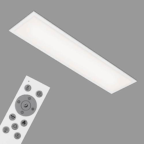 Briloner Leuchten - Smarte LED Deckenleuchte, WiFi Deckenlampe, Ultra Flach, CCT, RGB, Dimmbar, Sprachsteuerung, Fernbedienung, Weiß, 1000x250x65 mm