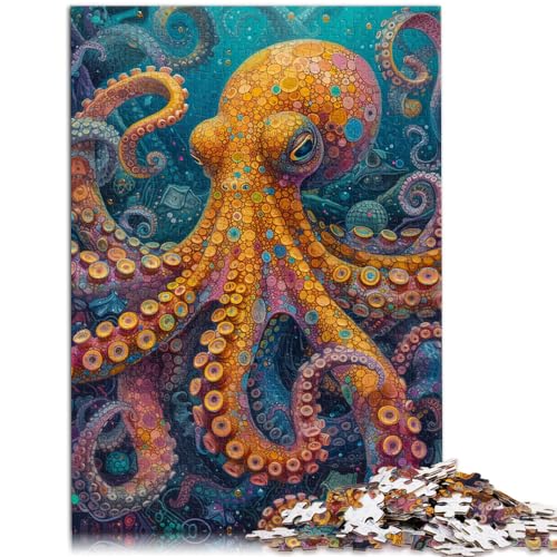 Spiel-Geschenk-Puzzle, psychedelische Aquarellmalerei, Oktopus, Puzzle 1000 Teile, Puzzle für Erwachsene, Holzpuzzle und Geschenkidee, 1000 Teile (50 x 75 cm)