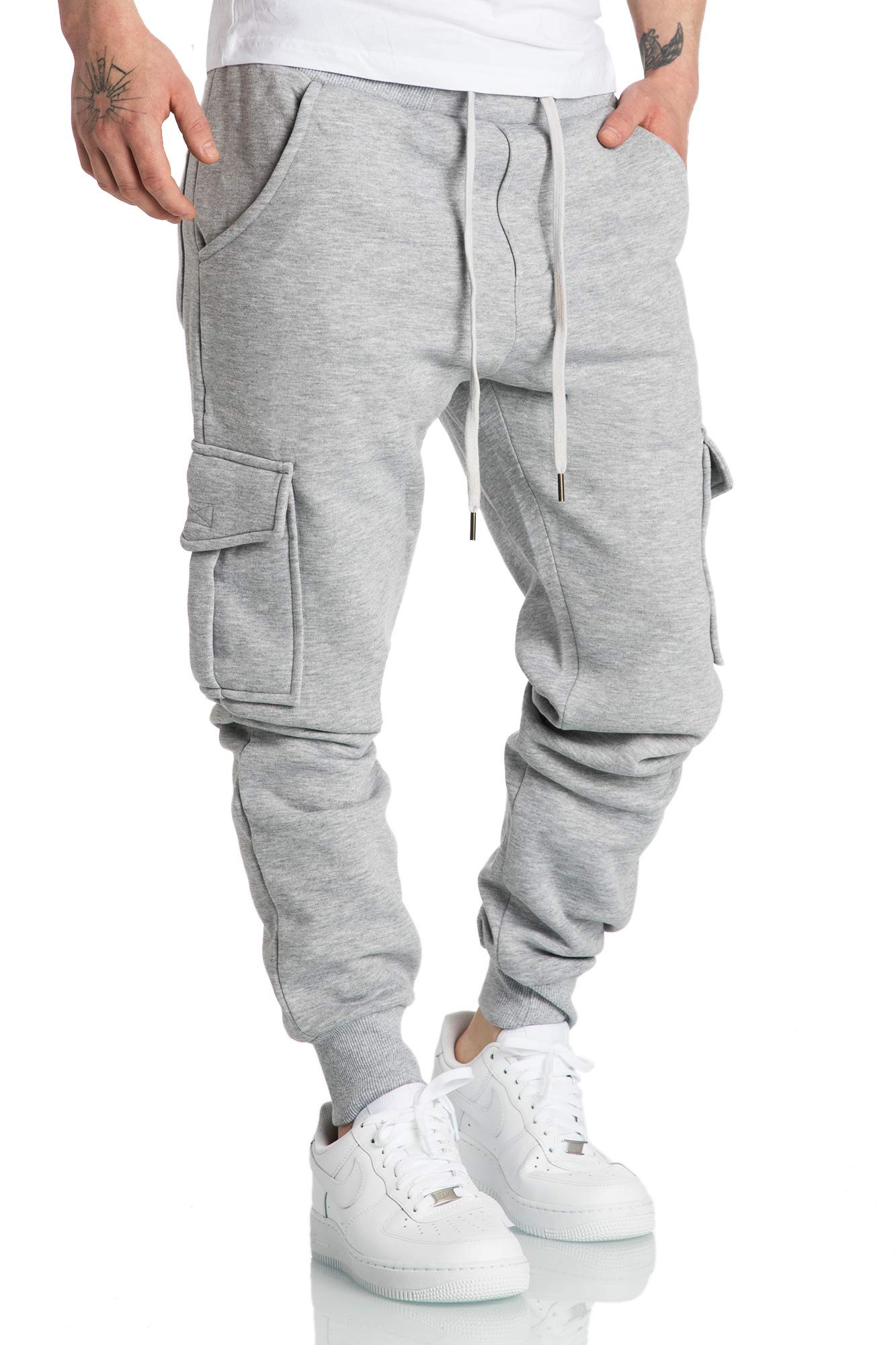 Amaci&Sons Herren Cargo Jogginghose Sporthose Sweatpants Jogger Trainingshose 2016 Hellgrau XXL