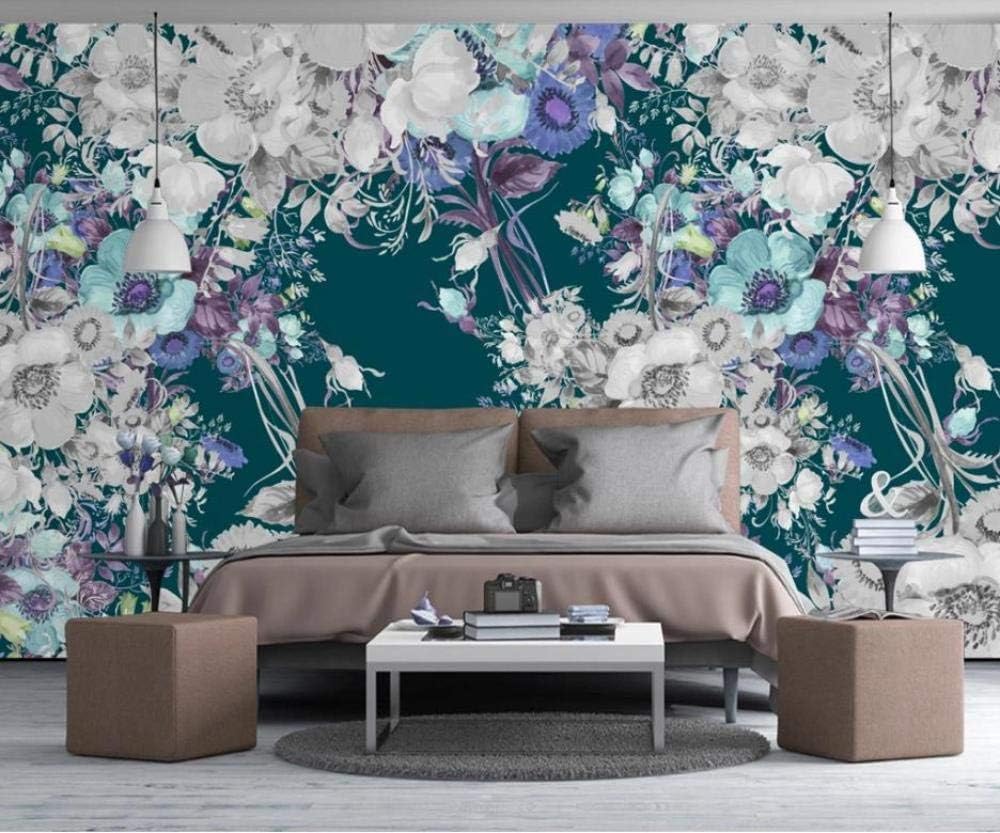 Bunte Blumen 3D Tapete Poster Restaurant Schlafzimmer Wohnzimmer Sofa TV Dekorative Wand-300cm×210cm