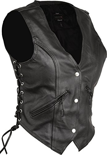 GearX Damen Lederweste Motorrad Vitange Biker Fashion, M