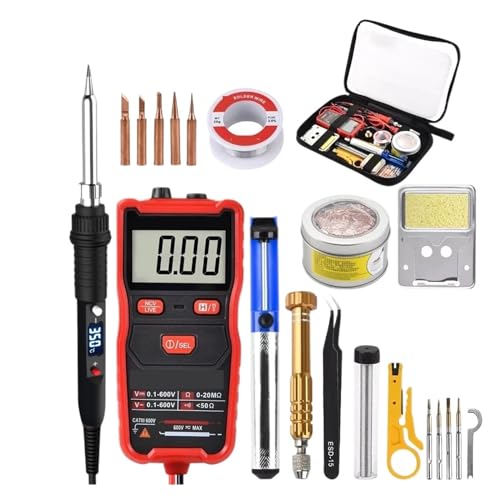 WLLKIY 80W Lötkolben-Set Mit Einstellbarer Temperatur, Schweiß- Und Nacharbeitsstation Mit Multimeter-Reparaturwerkzeugen Sicher Und Stabil(Black KIT1)