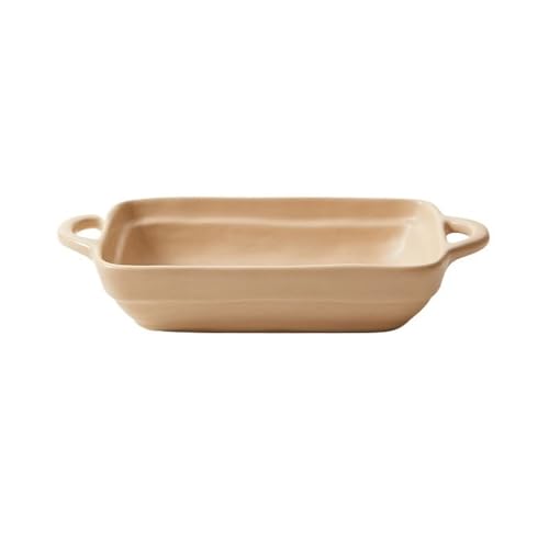 Auflaufform Keramik-Backform for Käse und Reis, Backform mit Doppelohren, Backform for den Heim-Mikrowellenherd, Speiseform, breite Spaghetti-Schale Backform(Khaki,7.6inch)