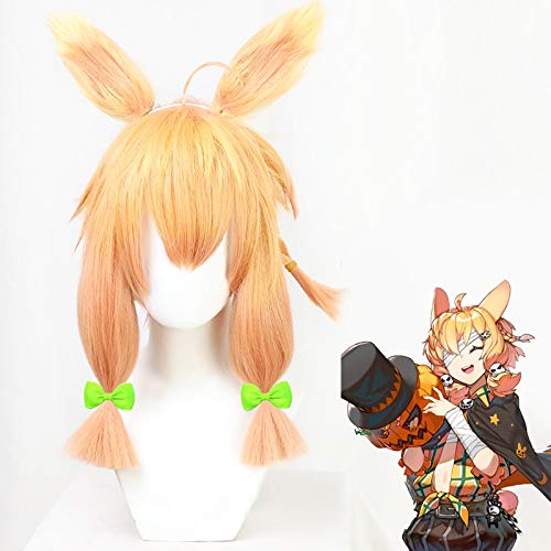 LINLINCD Cosplay wig Kroos Cosplay Perücken Spiel Arknights Orange Gelb Farbverlauf Schachtelhalm Hitzebeständiges Haar Für Halloween Party Karneval Perücke Und Kopfschmuck