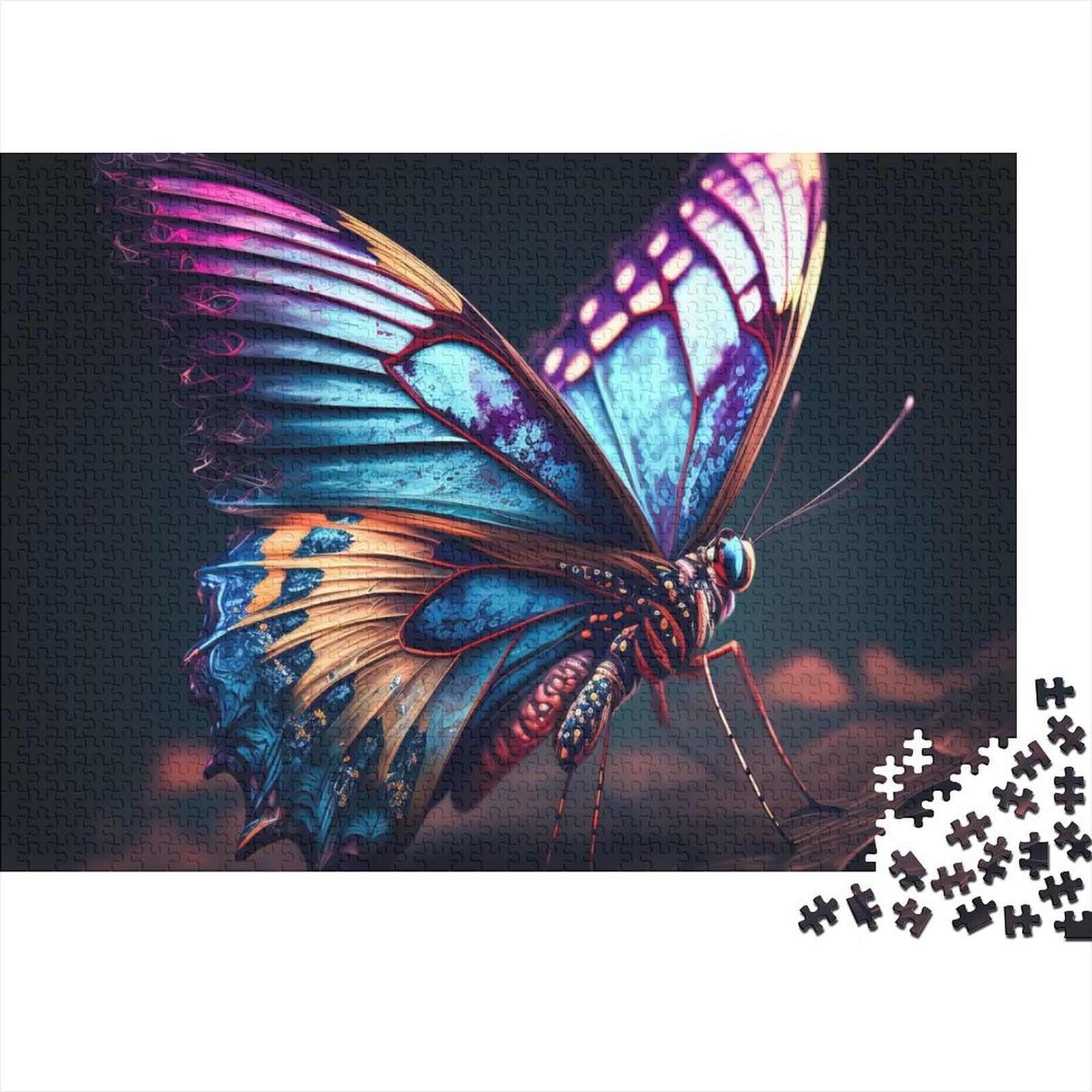 1000 Teile für Erwachsene, schwierige Puzzles, Fantasie-Schmetterling, Holzpuzzles für Teenager, Geschenke, Spielspielzeug für Erwachsene, Familienpuzzles, Geschenk (Größe 75x50cm)