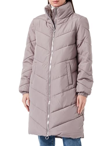 JdY Damen JDYNEWFINNO Long Padded Jacket OTW New Jacke, Driftwood/Detail:Silver Zip, M