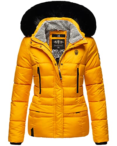 MARIKOO Damen Winter Jacke Stepp Parka Mantel Teddyfell warm gefüttert Loveleen XS-XXL (Gelb, L)