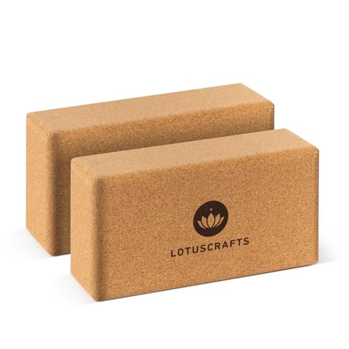 Lotuscrafts Yogablock Kork Supra Grip - ökologisch hergestellt - Yogaklotz aus Naturkork - Korkblock für Yoga und Pilates - Yoga Block für Anfänger und Fortgeschrittene - Doppelpack