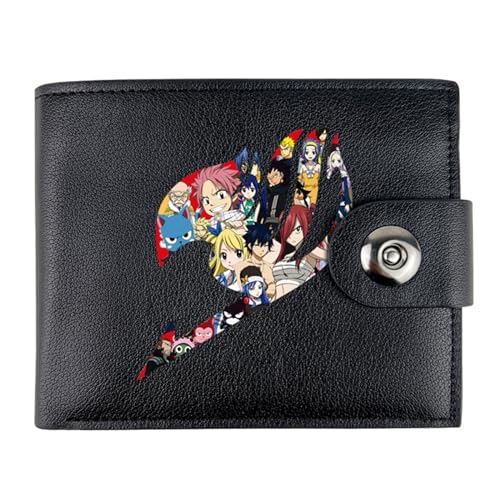 RYNDEX FAI-ry TA-il Anime-Geldbörsen, Cartoon-Münztasche Kleine Geldbörse, PU-Leder Geldbörse Brieftasche Wallet(Color:Black 9)