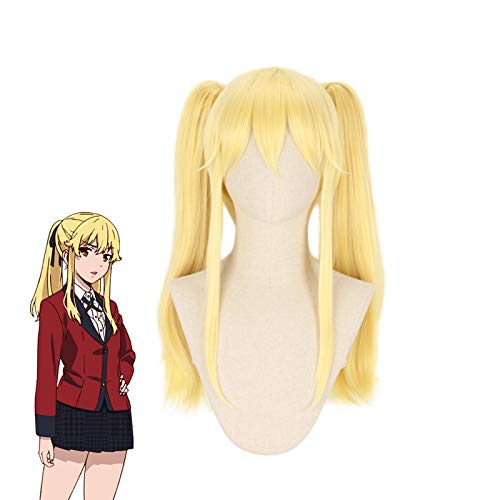 LINLINCD Cosplay wig Kakegurui Zwangsspieler Meari Saotome Mary Pferdeschwanzperücke Cosplay Kostüm Hitzebeständiges Kunsthaar Frauen Karneval Perücken