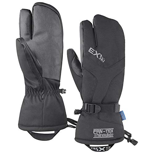 EXski Winter Handschuhe Warm Wasserdicht Skihandschuhe 3 Finger Fäustlinge Herren Damen Snowboard Schneemobil, M