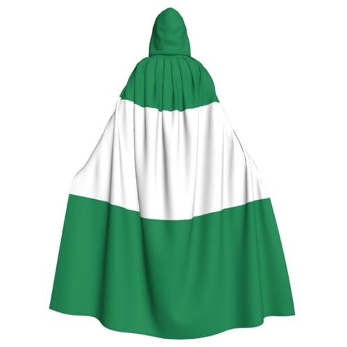 WURTON Flagge von Nigeria Druck Halloween Kapuzenumhang Kostüm für Karneval Mottoparty Decora Hexe Vampir Kostüm