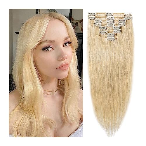 Clip-in-Haarverlängerungen 10-24 Zoll Clip-in-Haarverlängerungen, Echthaar, blonde Haarverlängerungen, unsichtbare Clip-in-Verlängerungen, weißblond, Echthaarverlängerungen, Clip-in-Haarverlängerungen