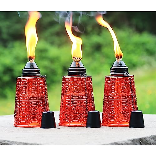 Citronella öl Tiki Fackeln für Draußen, Tischplatte Garten Fackel 3er-Set, Rot