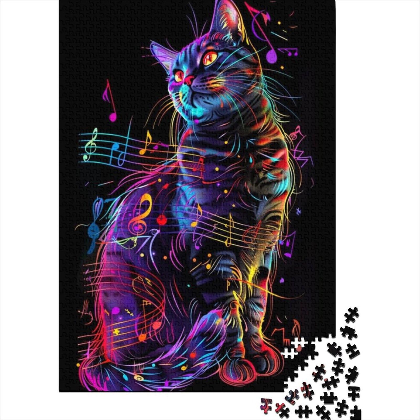 Bunte Katzen-Holzpuzzle für Erwachsene und Teenager. 500-teiliges Puzzle für Erwachsene Teenager ganze Familie und die (Größe 20,47 x 14,96 Zoll)