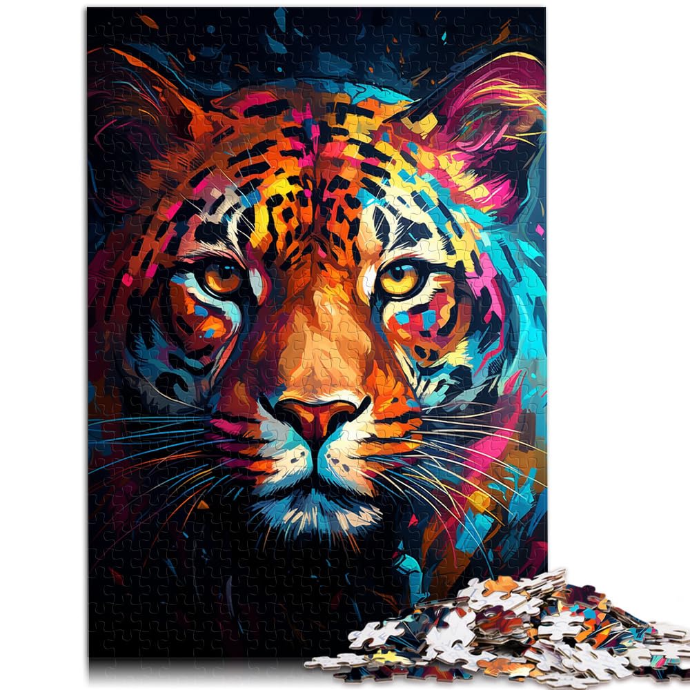 Puzzle zum Ausmalen, Leoparden-Motiv, 1000 Teile, Puzzle-Geschenke, Holzpuzzle, Spielzeug, Puzzle, Lernspiele, Stressabbau-Puzzle, 1000 Teile (50 x 75 cm)