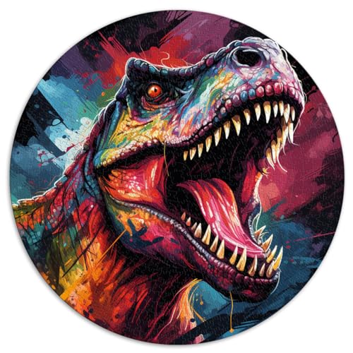 Spielgeschenk Jigsaw Rex Dinosaurier, buntes 1000-teiliges Puzzle für Erwachsene, 67,5 x 67,5 cm, Denksportaufgabe mit passendem Poster und Quizblatt