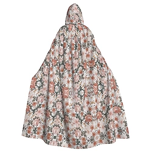 WURTON Flower Paris Eiffelturm Karnevalsumhang mit Kapuze, Unisex, Cosplay-Kostüm, Umhang für Erwachsene, 185 cm