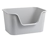 Katzentoilette Katzenklo Offene Katzentoiletten In U-Form, Abgesenkte Vorderseite, Spritzschutz Für Alle Arten Von Katzenstreu, Halbgeschlossen Katzentoiletten(Grey)