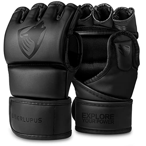 Liberlupus MMA Handschuhe für Herren & Damen, Kampfsport Boxhandschuhe, Kickboxhandschuhe mit Offener Handfläche, Boxhandschuhe für Boxsack, Sparring, Muay Thai, MMA