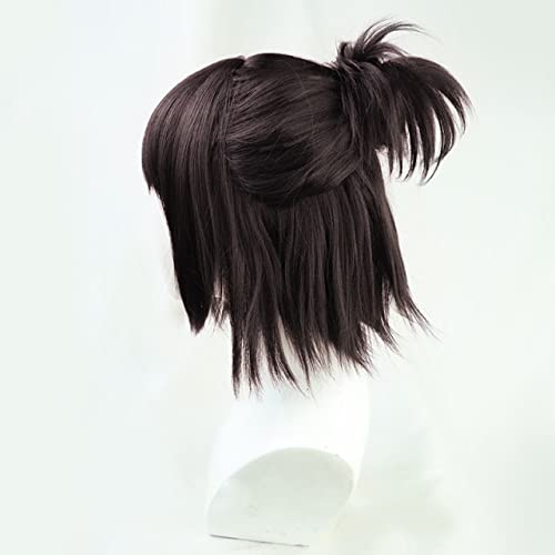 LINLINCD-Wig Anime Cosplay Hanji Zoe Cosplay Perücke Attack on Titan Final Season Dunkelbraun Anime Kunsthaar Halloween Karneval Party Rollenspiel+Perückenkappe