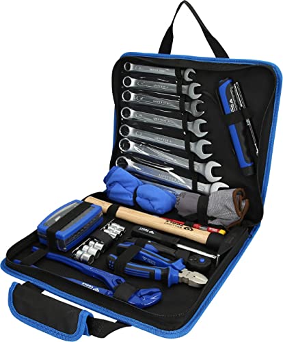 BRILLIANT TOOLS BT024064 Werkzeug-Ledertasche Werkzeugtasche, Schwarz Blau, 64-TLG