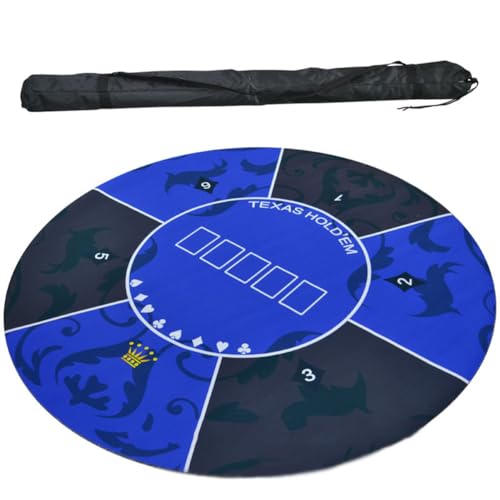 BFVAKBKYT Professionelle Pokermatte für Tische, 1,2 x 1,2 m Texas Hold'em Tragbare Pokertischplatte aus Gummi, Spiellayoutmatte for 6 Spieler mit Tragetasche(1.2 x 1.2 M)